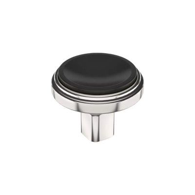 Haerdexm Round Two Tone Cabinet Knob Matte Black - Satin Nickel